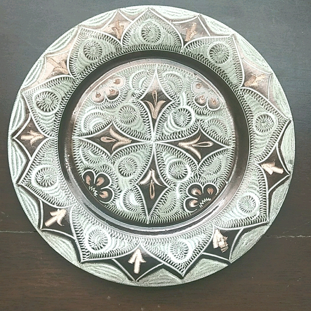 Turkish Copper & Zinc Wall Plate 1980s